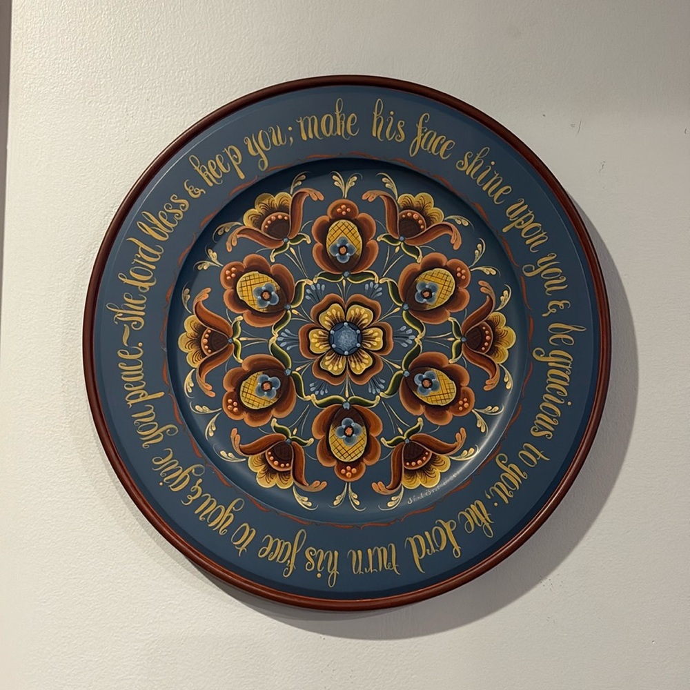 Original ROSEMALING Wooden Plate - by artist Rhonda Fritech - Limited edition - Picture 5 of 17